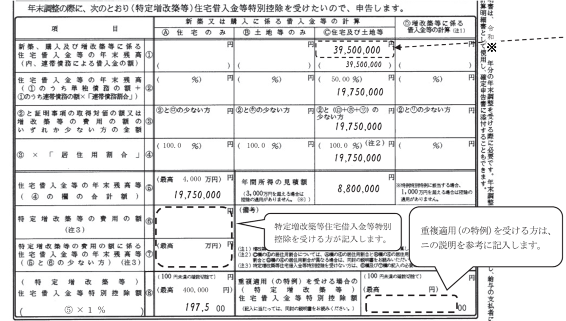 住宅借入金等特別控除申告書