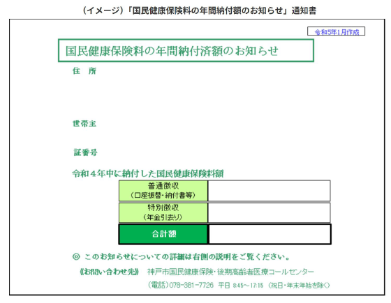 年間納付済額のお知らせ